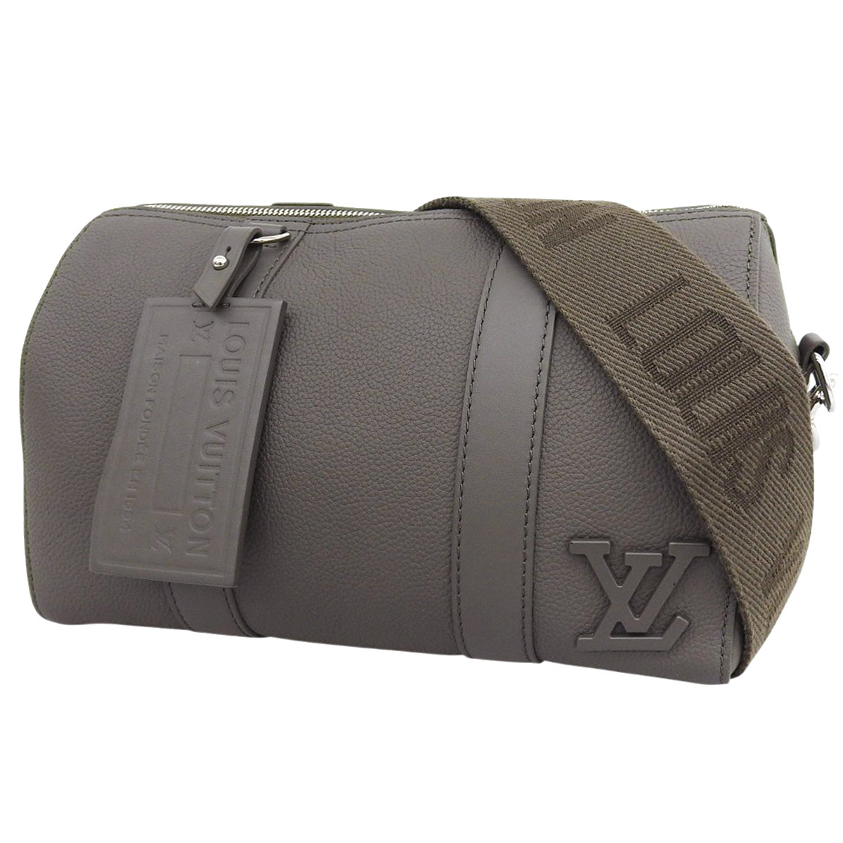 Aerogram City Keepall in Taurillon Leather, Grey, M59328