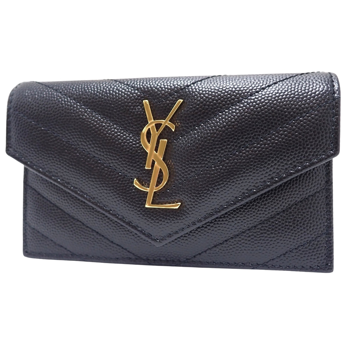 Monogram Flap Card Case, Embossed Leather, Black, 612808BOW011000