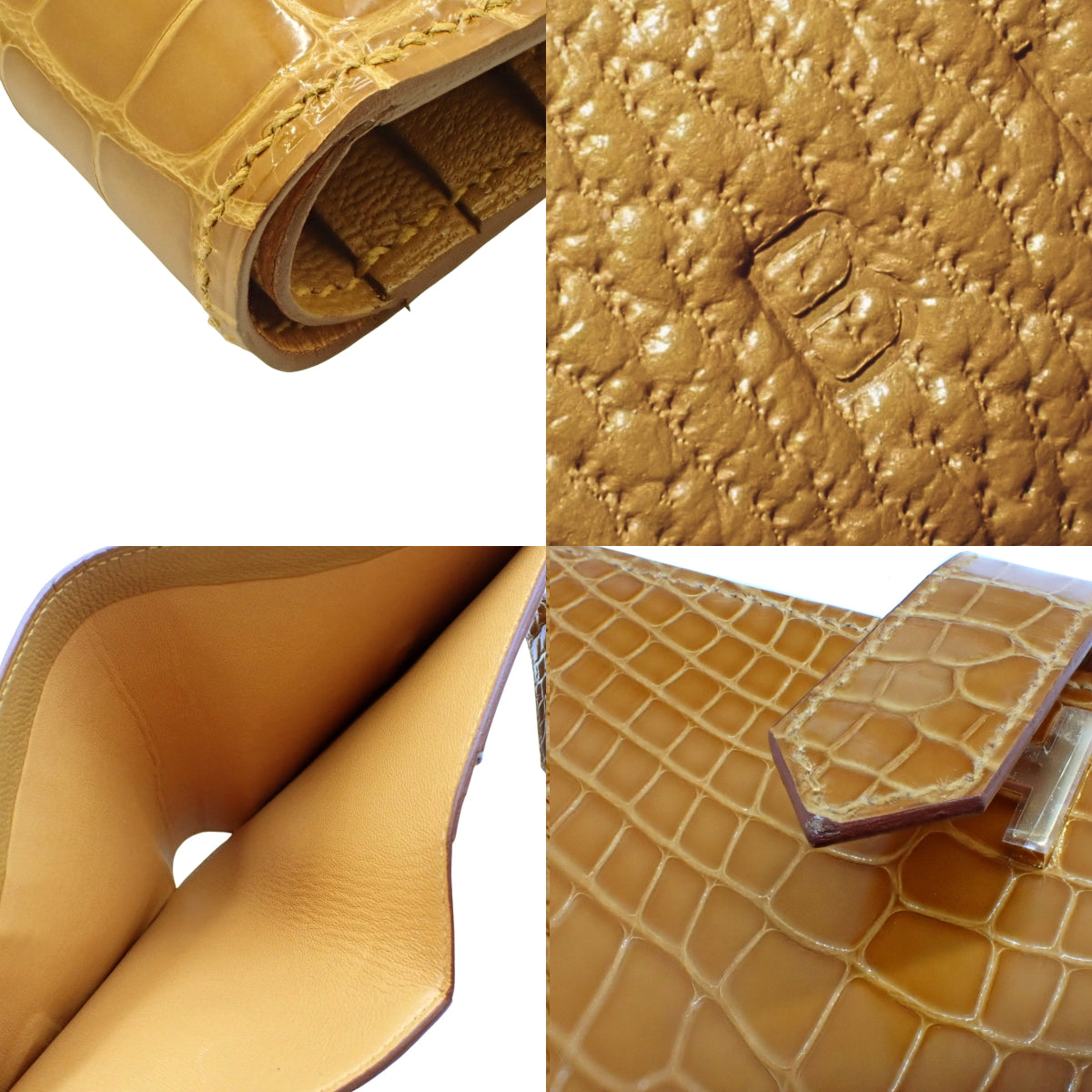 Bearn Compact 鳄鱼皮/短吻鳄工艺金五金件 B 印章