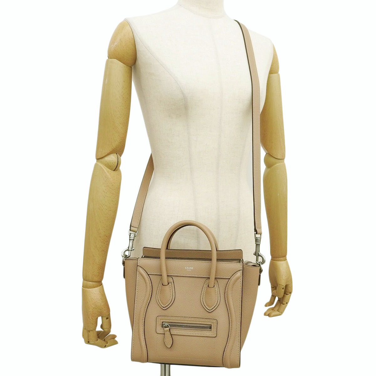 Luggage Nano Shopper in Drummed Calfskin, Dune, 189243DRU.03UN