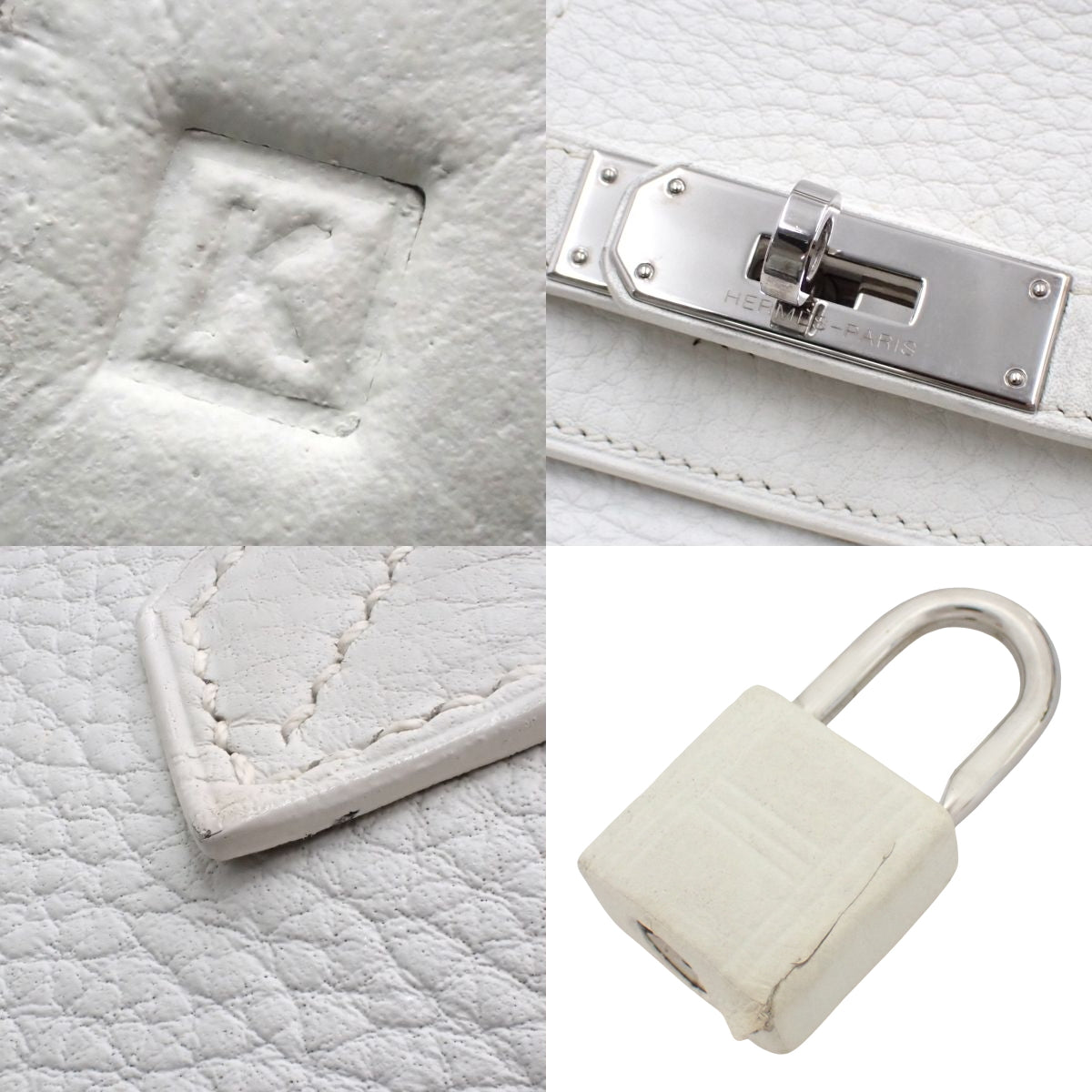 Birkin 30,Taurillon Clemence 皮革,白色,银色五金,K 字印记