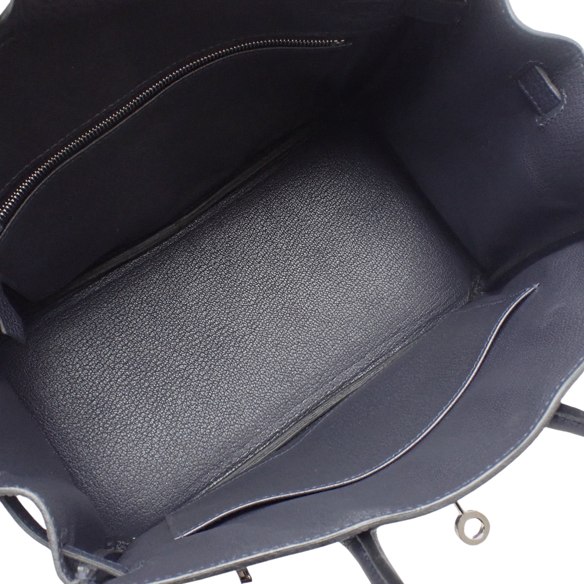 Birkin 25 Togo 皮革包,钯金配件,Bleu Nuit 蓝色,银色配件,印有“A”字样