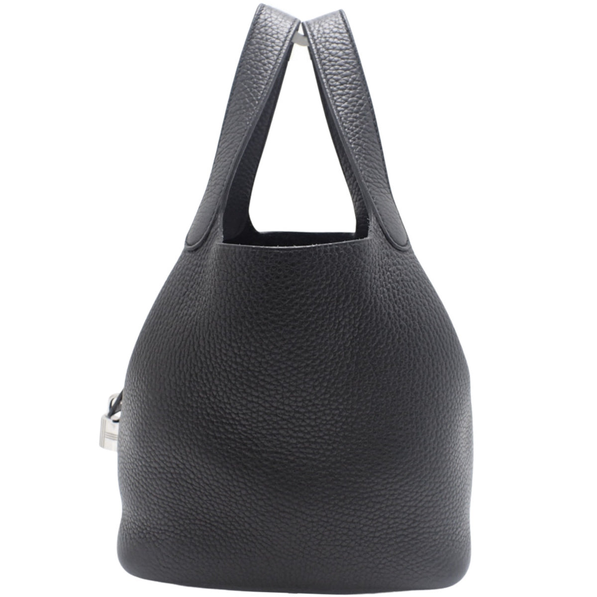 Picotin Lock PM,Taurillon Clemence 皮革,黑色,银色五金,C 字印记