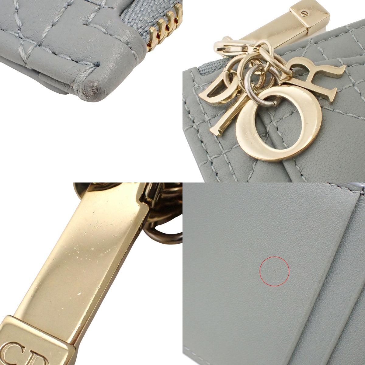 Lady Dior Cosmos Zip Card Holder in Light Blue Lambskin
