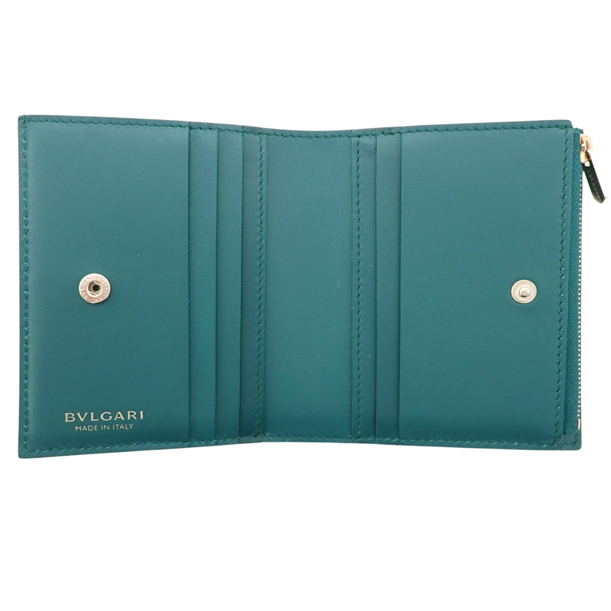 Bvlgari Logo Infinite Compact Wallet in Black Calfskin