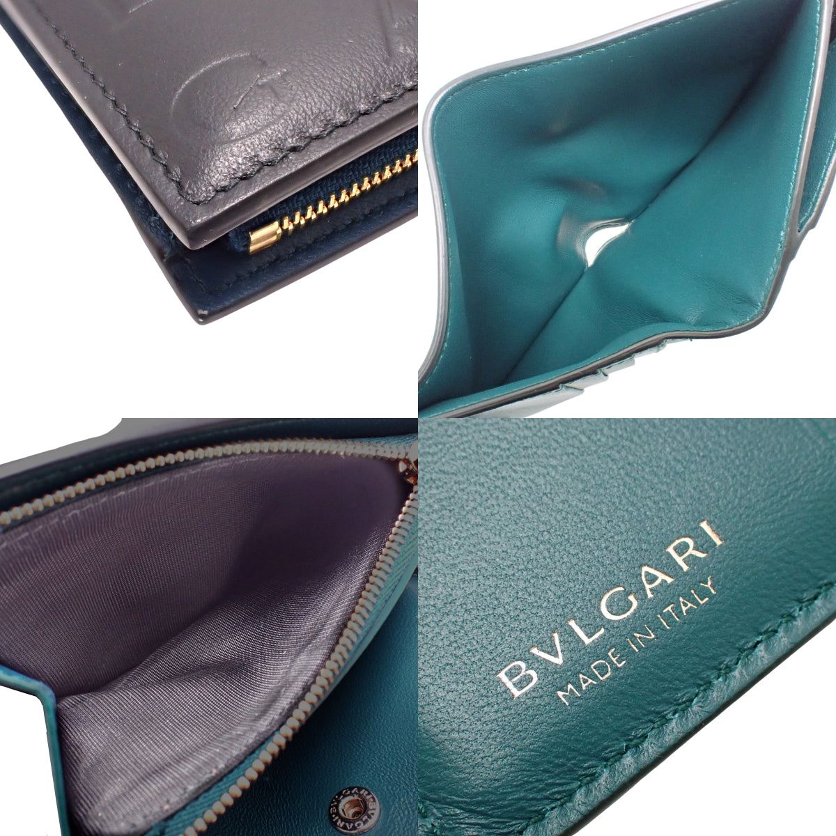 Bvlgari Logo Infinite Compact Wallet in Black Calfskin