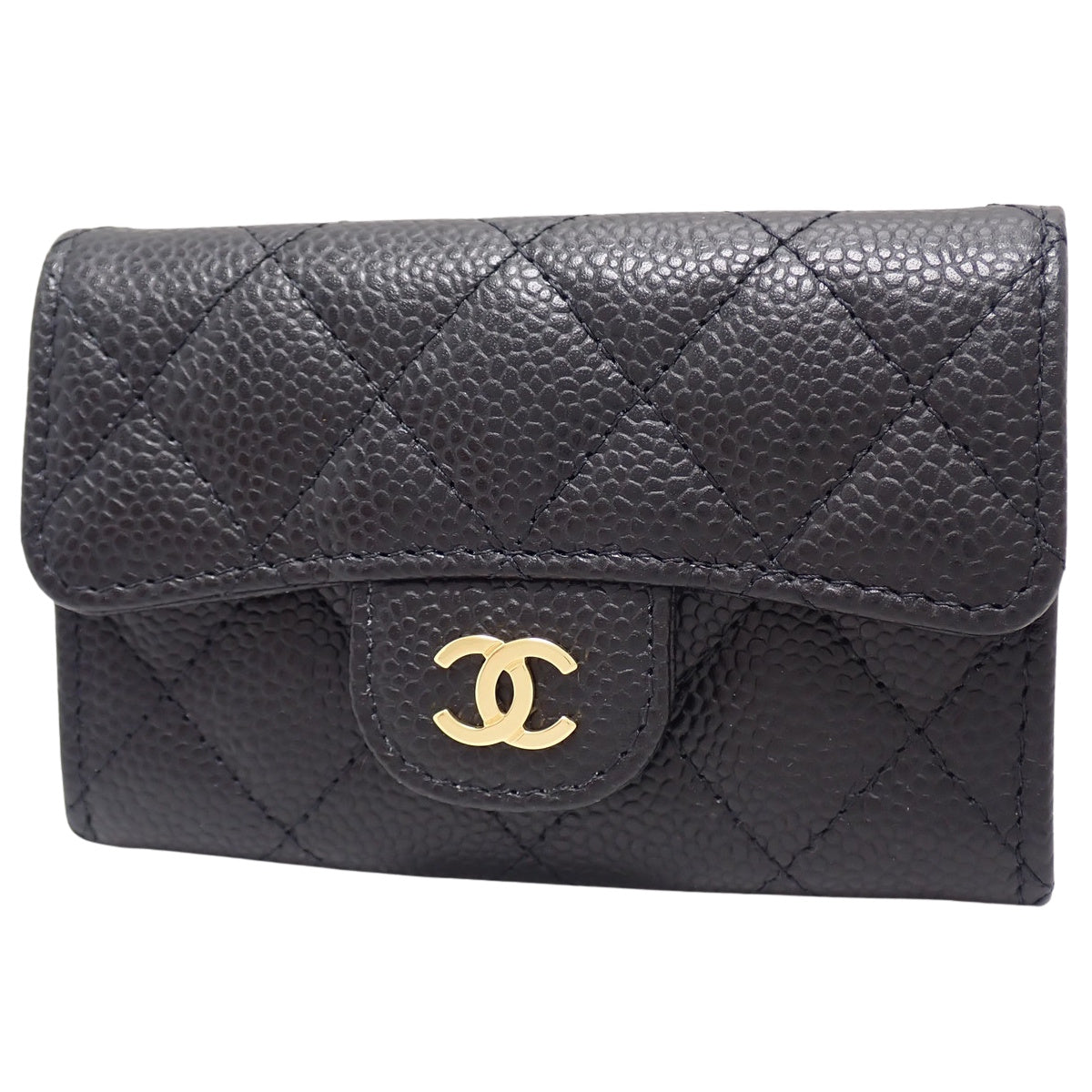 マトラッセ ココマーク カードホルダー キャビアスキン ブラック AP0214