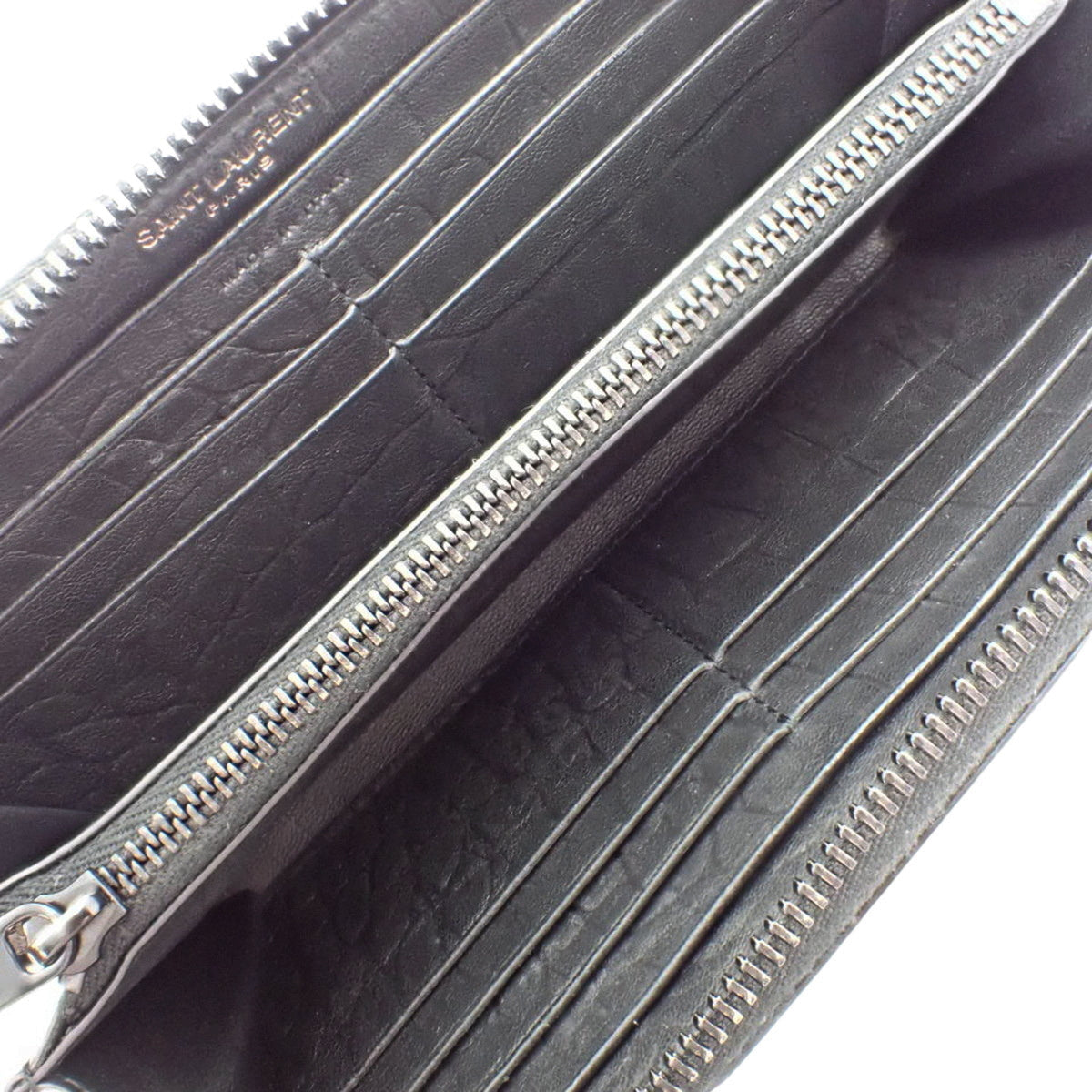 圆形拉链长款钱包,皮革,黑色,617415