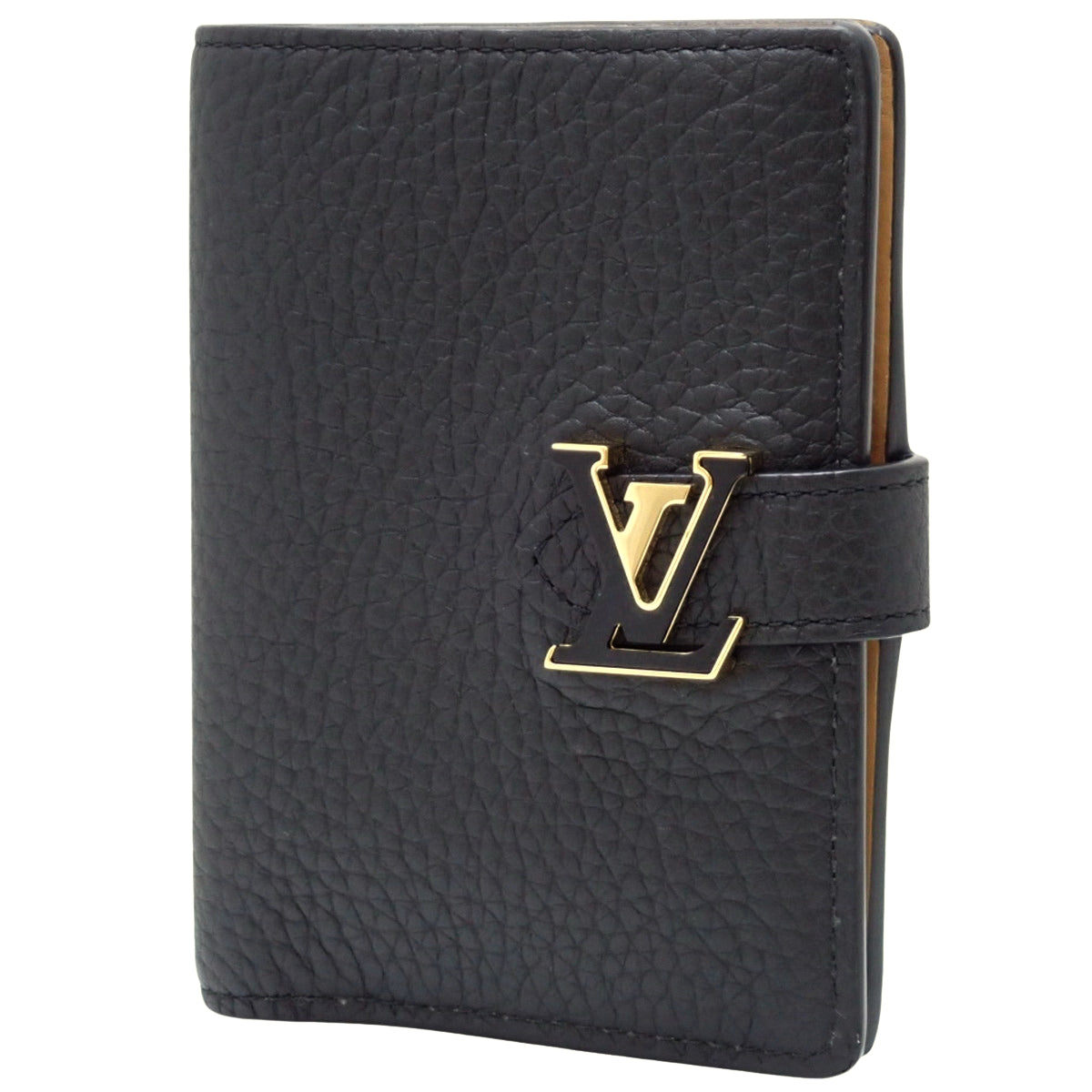 LV Vertical Wallet Compact, Toron Leather, Noir, M81561