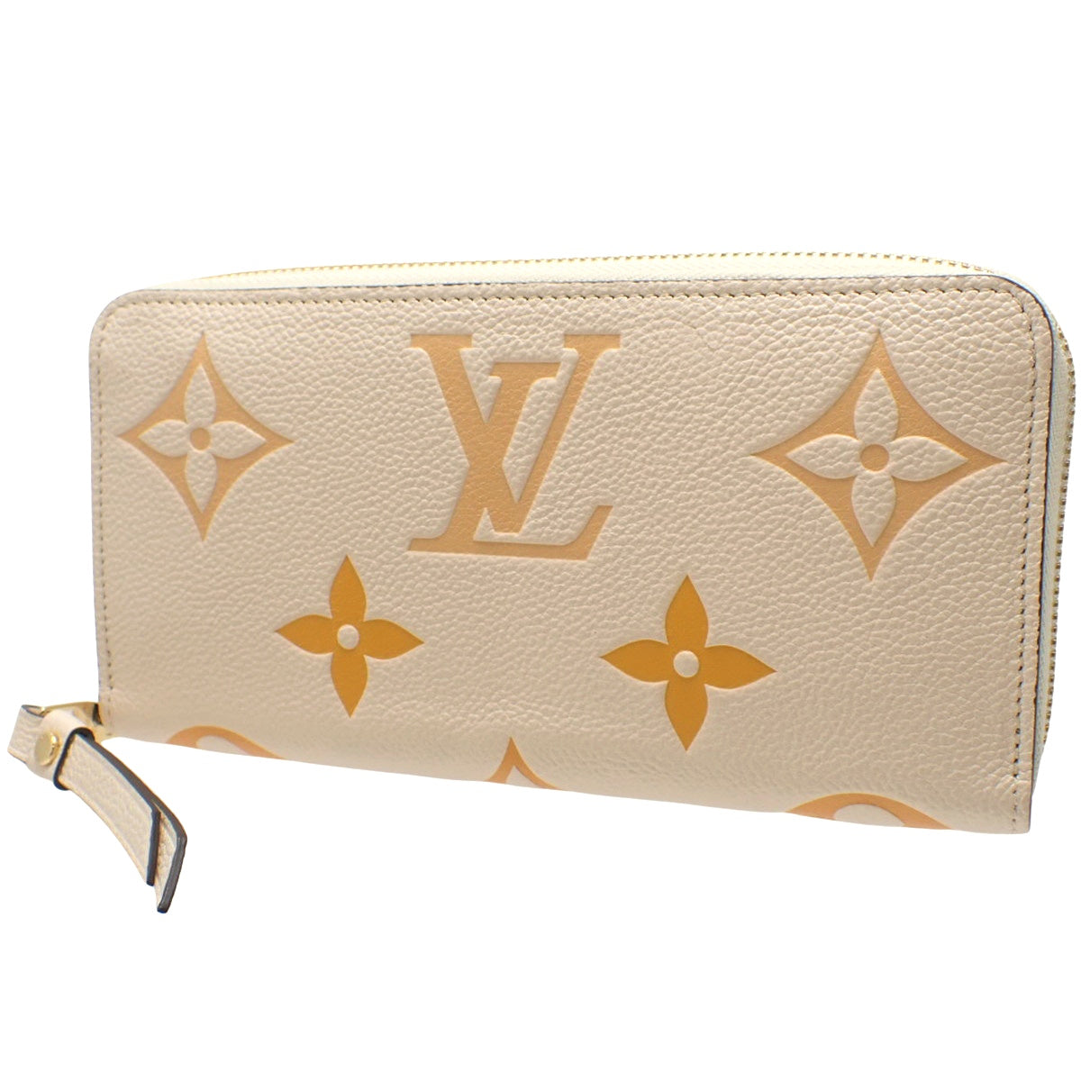 Monogram Applant Zippy 钱包,奶油藏红花色,M80402