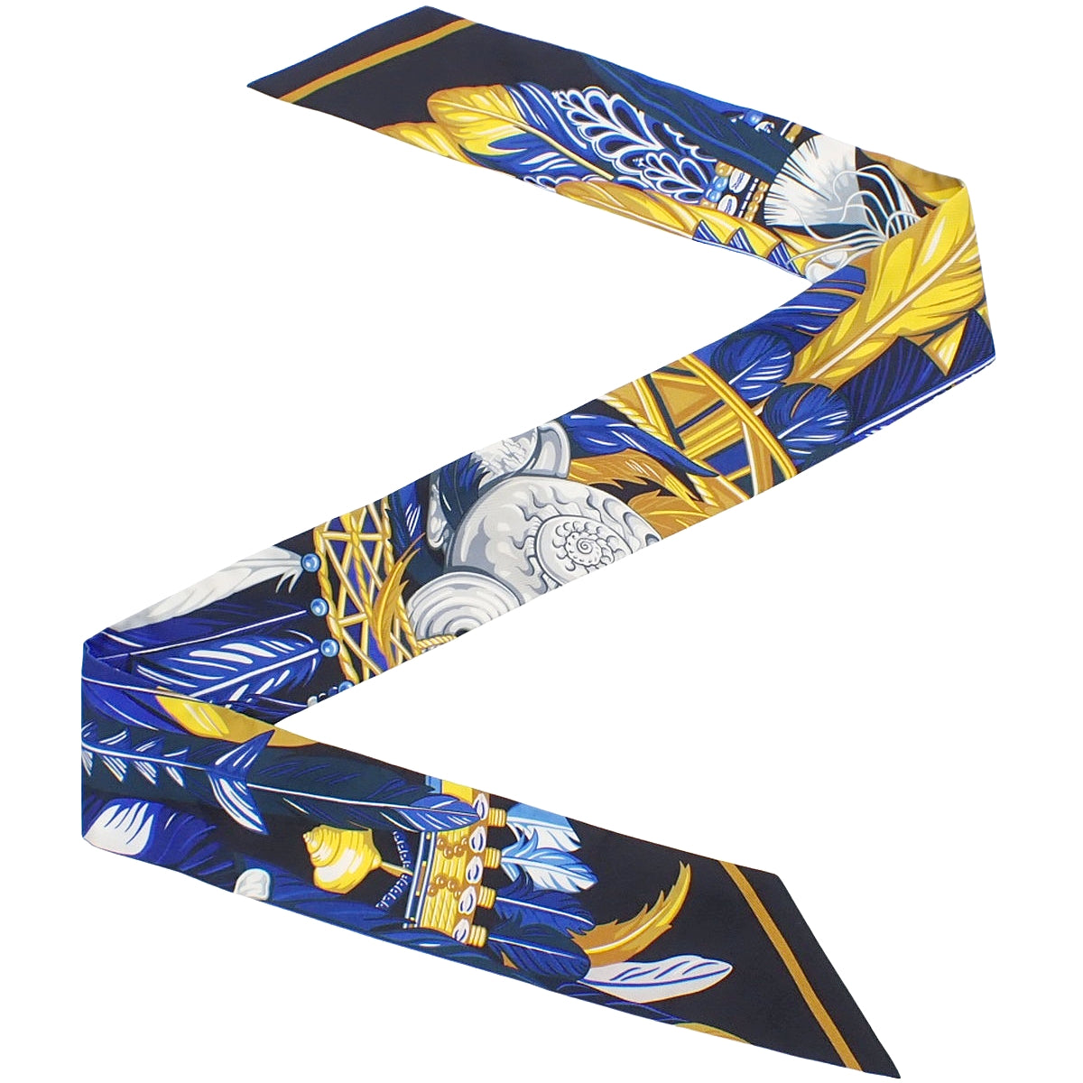 Danse Pacifique Twilly Scarf, Silk, Blue Night/Yellow
