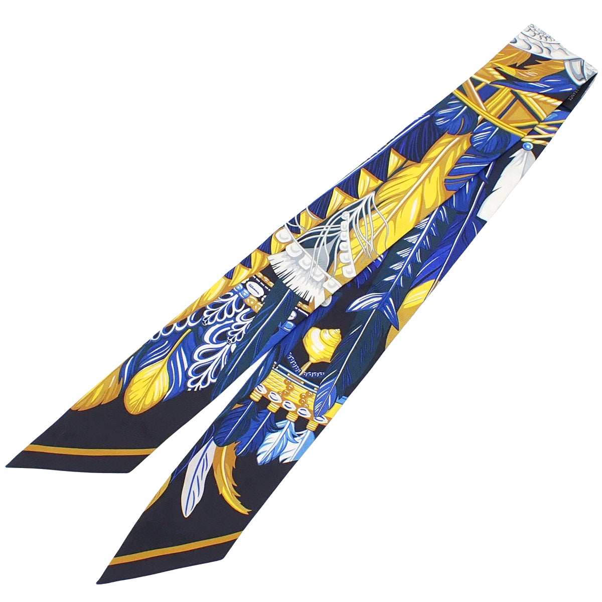 Danse Pacifique Twilly Scarf, Silk, Blue Night/Yellow