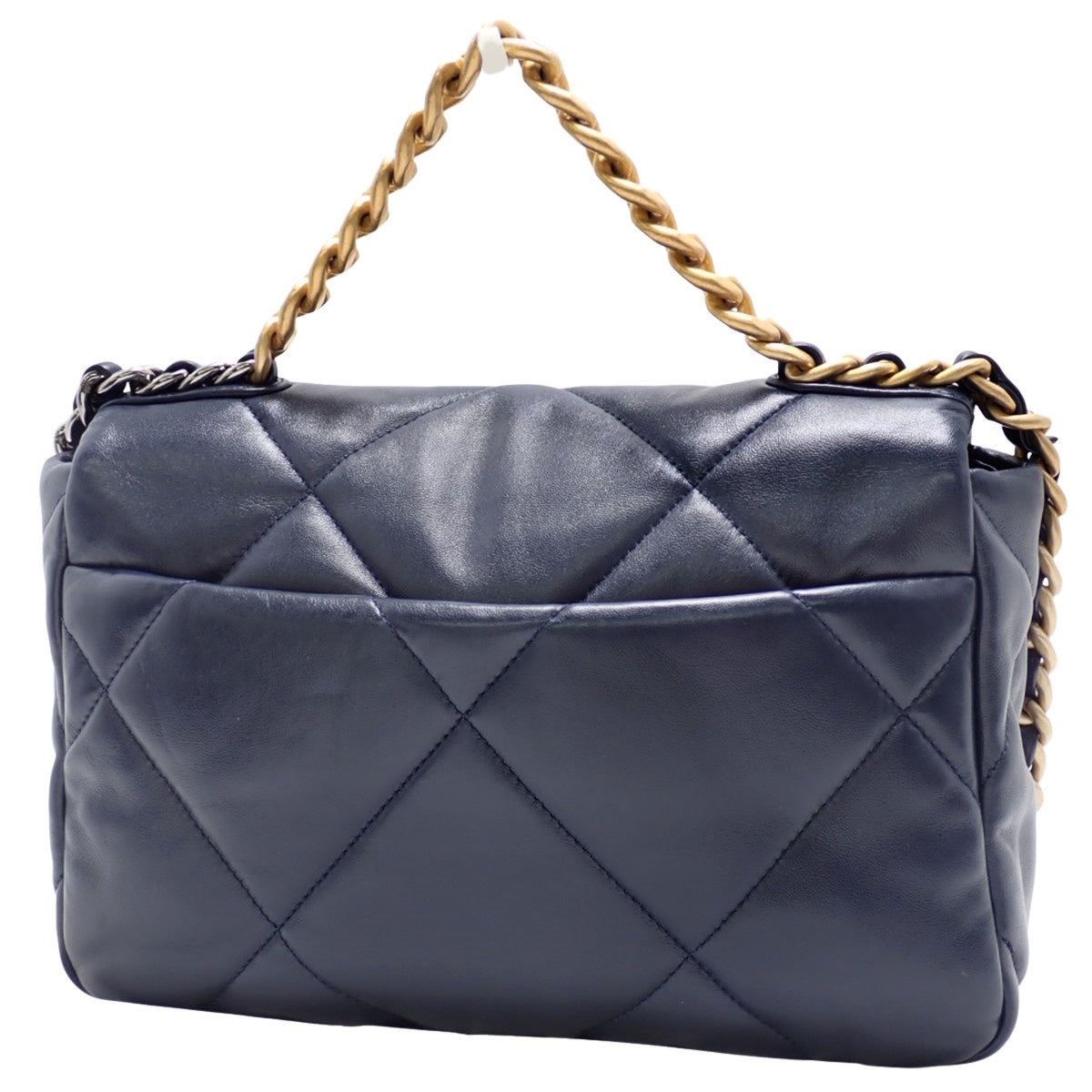 香奈儿 19 Matelasse 海军蓝羊皮手提包 AS1160