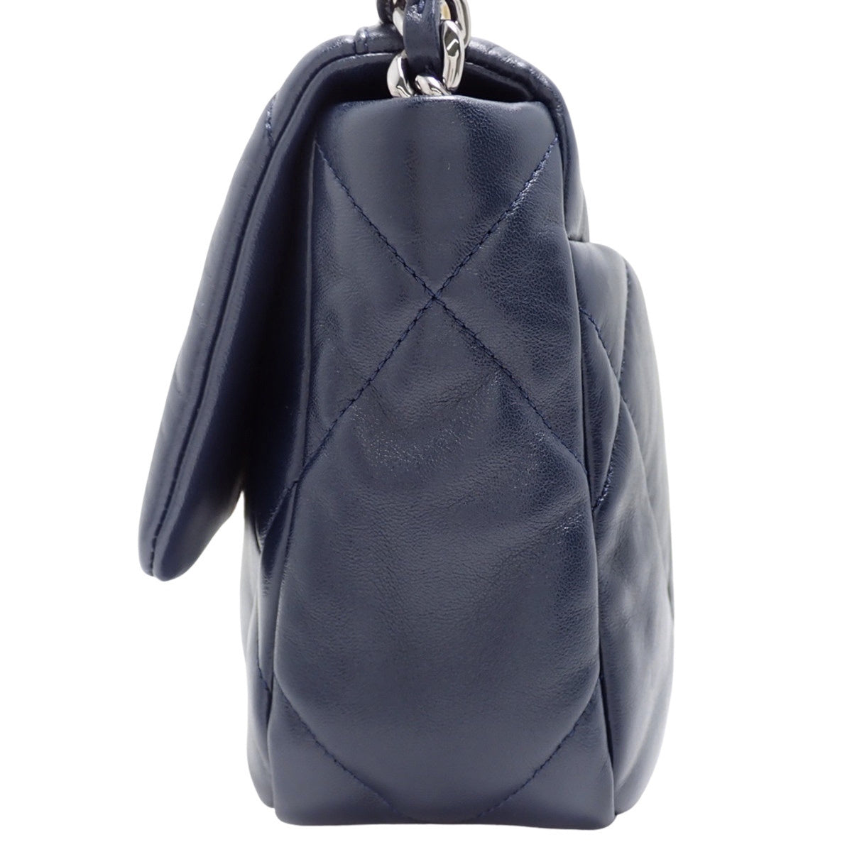 香奈儿 19 Matelasse 海军蓝羊皮手提包 AS1160