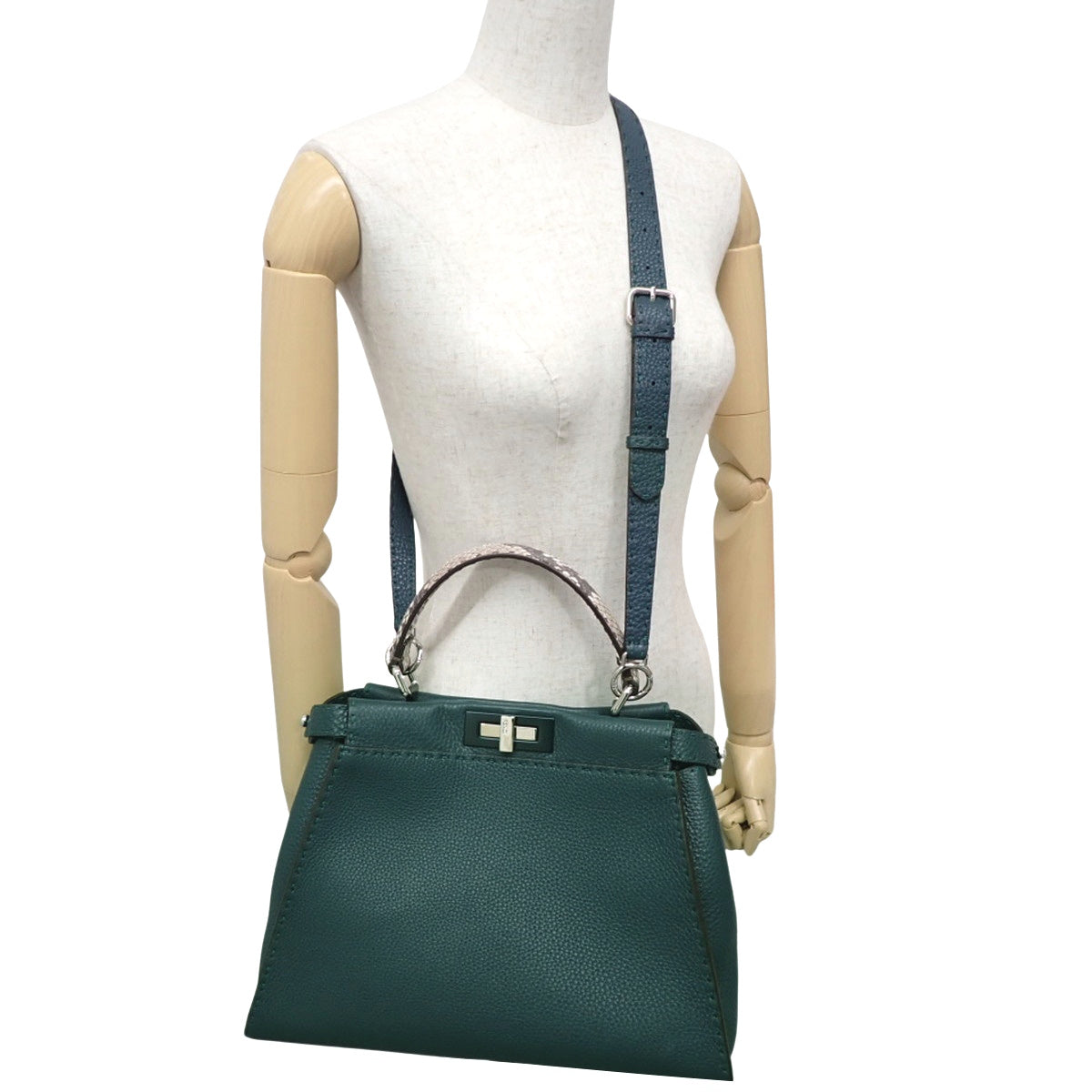 Peekaboo 常规款小牛皮蟒纹深绿灰褐色 8BN290