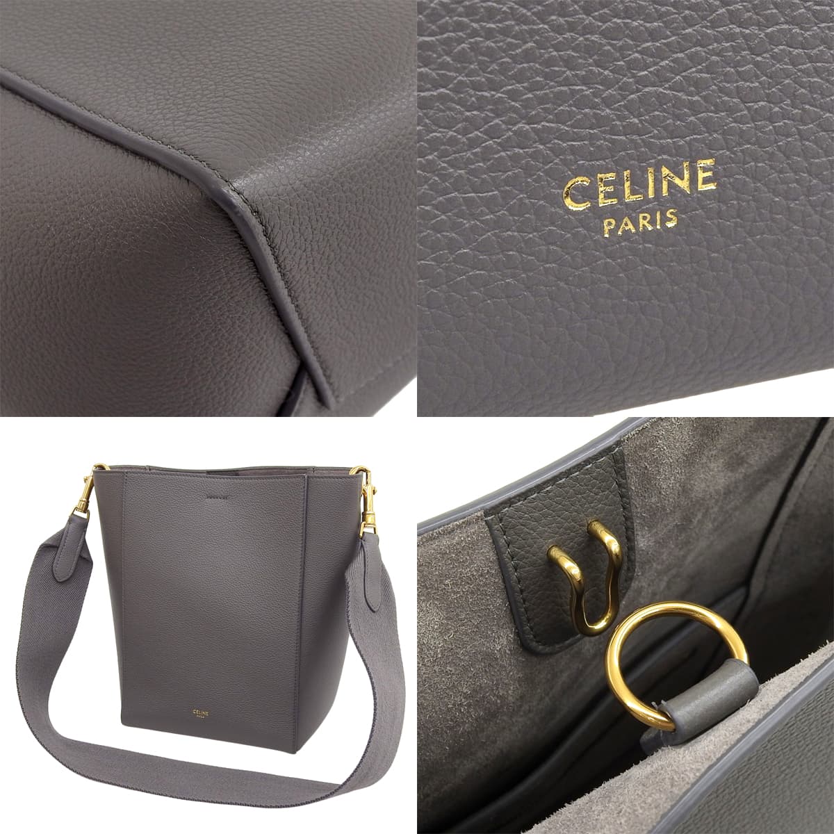 Sangle Bucket Small Calfskin Gray 189303AH4.10DC