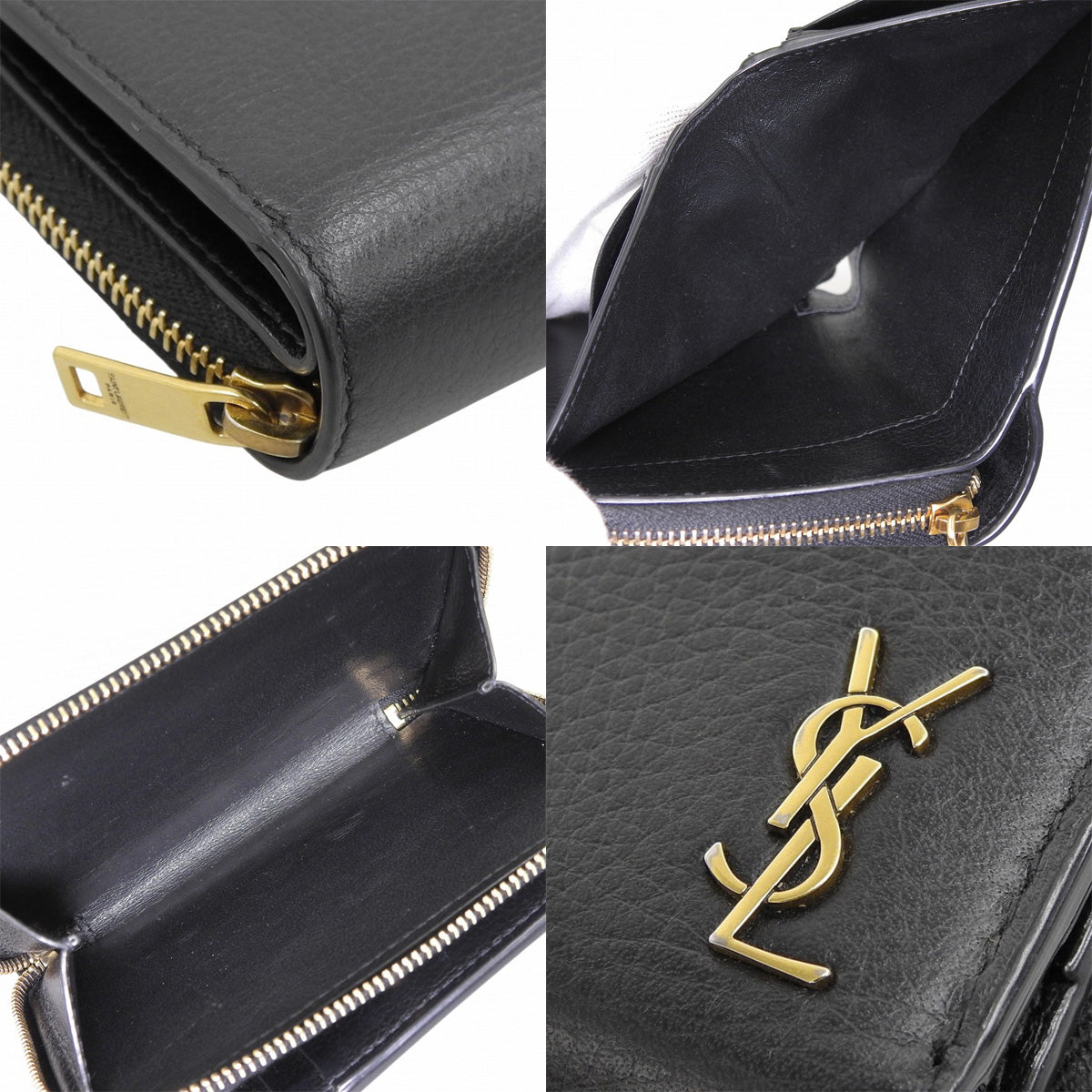 タイニーモノグラム 2つ折り財布 レザー ブラック GUE635263