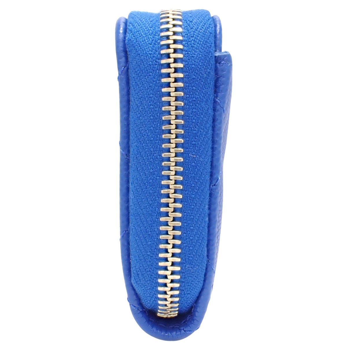 蓝色鱼子酱皮革绗缝拉链零钱包