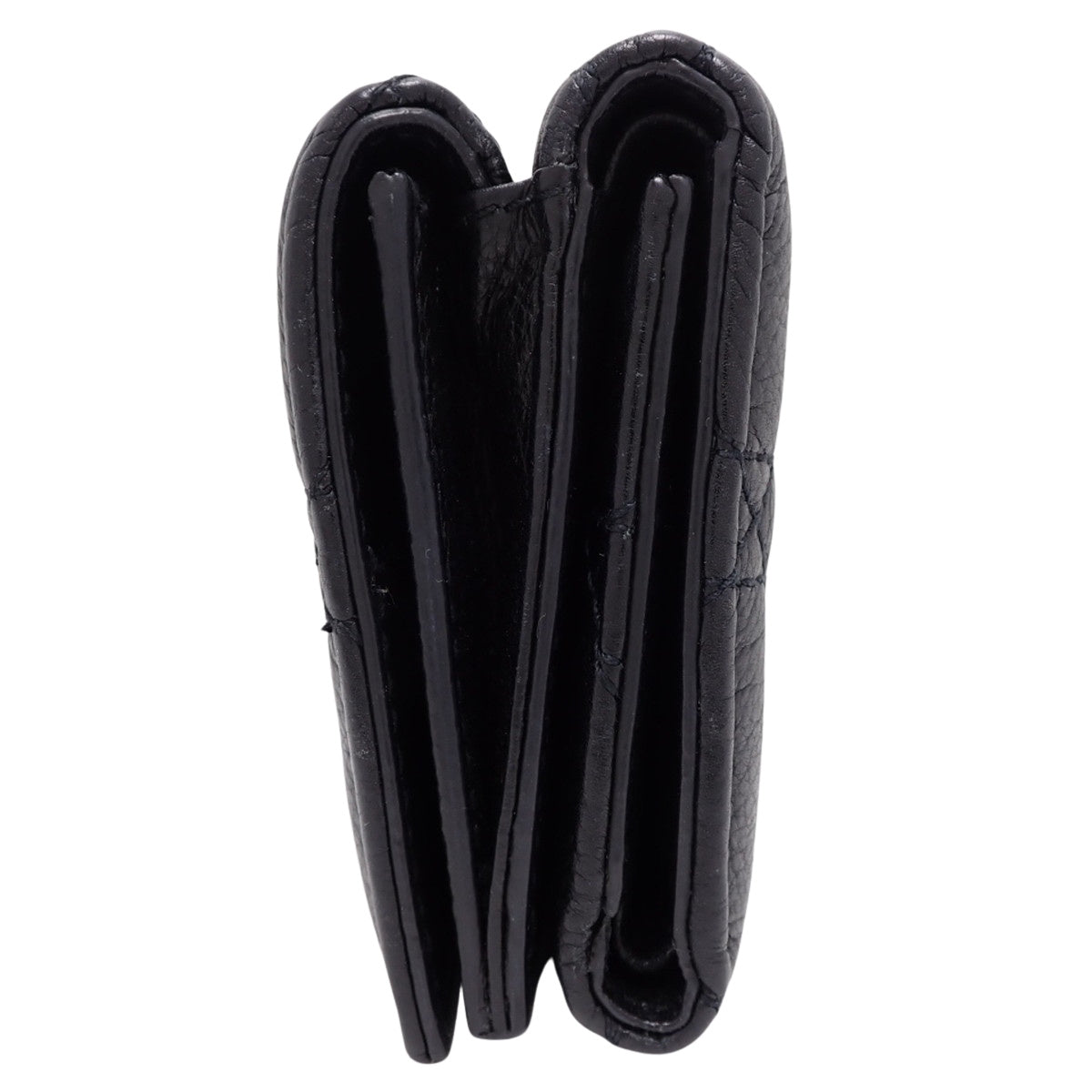 Cannage Tri-fold Wallet in Black Calfskin