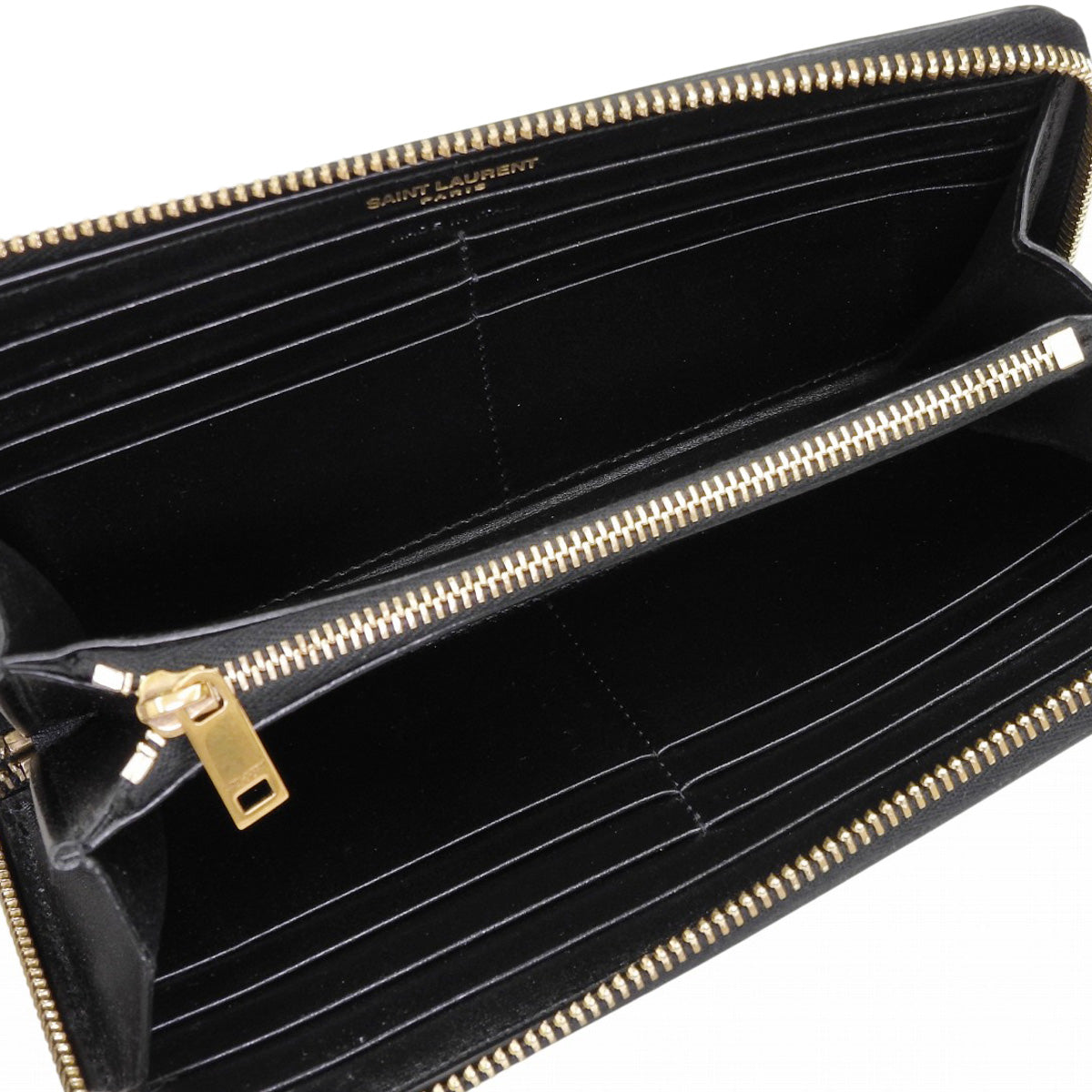 Tiny Monogram Round Zip Long Wallet in Black Leather (630201)