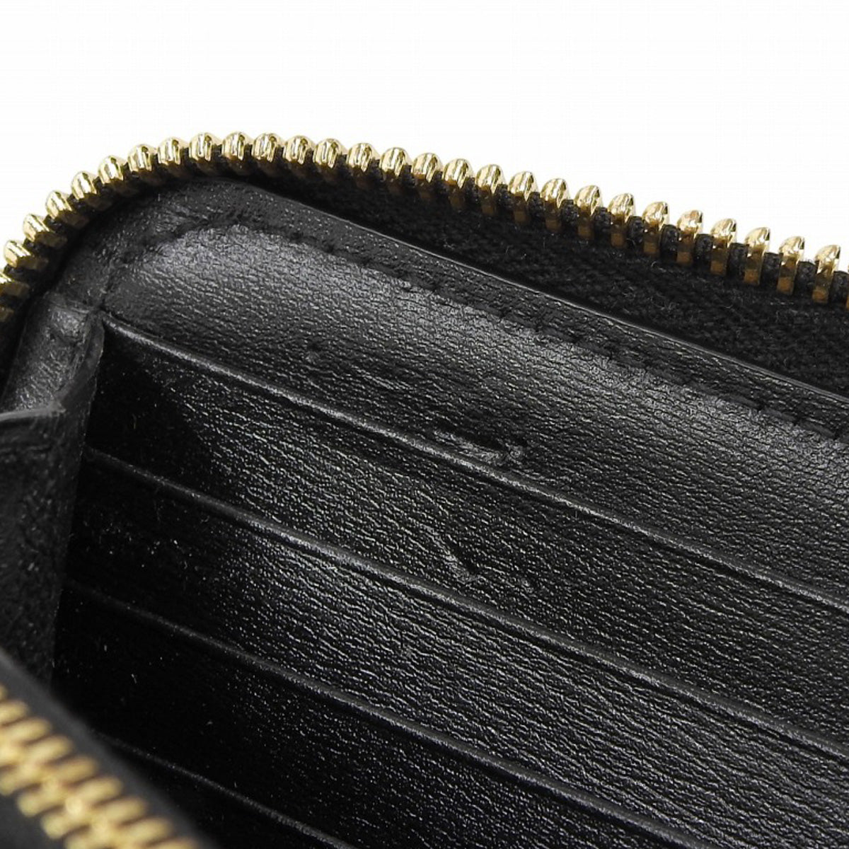 Tiny Monogram Round Zip Long Wallet in Black Leather (630201)