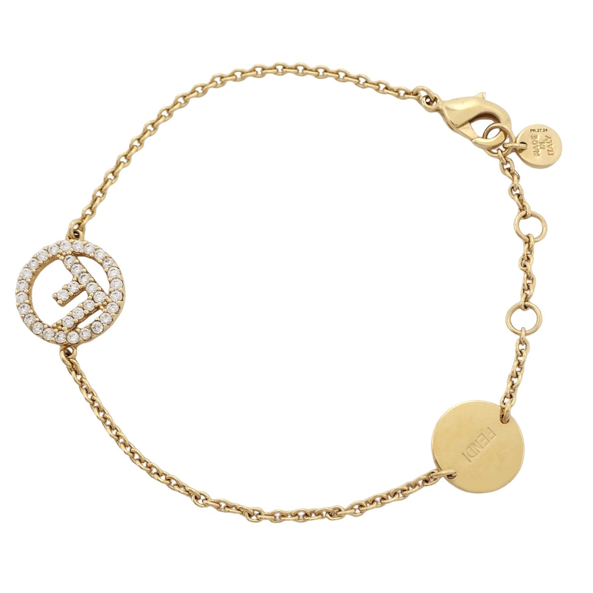 F 是 Fendi 手镯金属(GP)水晶