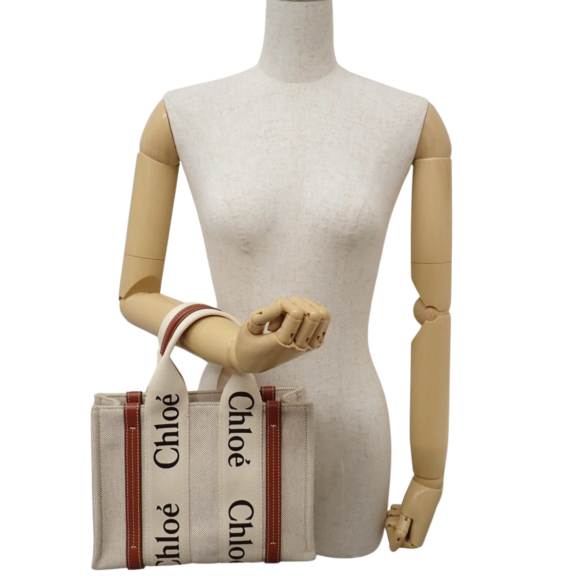 Woody 小号帆布小牛皮米棕色 S385E66V-90U