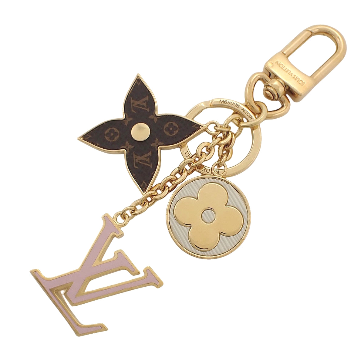 Porto Cle Spring Street 金属(GP)字母组合帆布金色粉色棕色 M69008