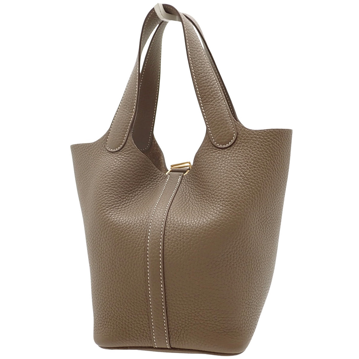 Picotin Lock PM, Taurillon Clemence Etoupe Leather, Gold Hardware, C Stamp