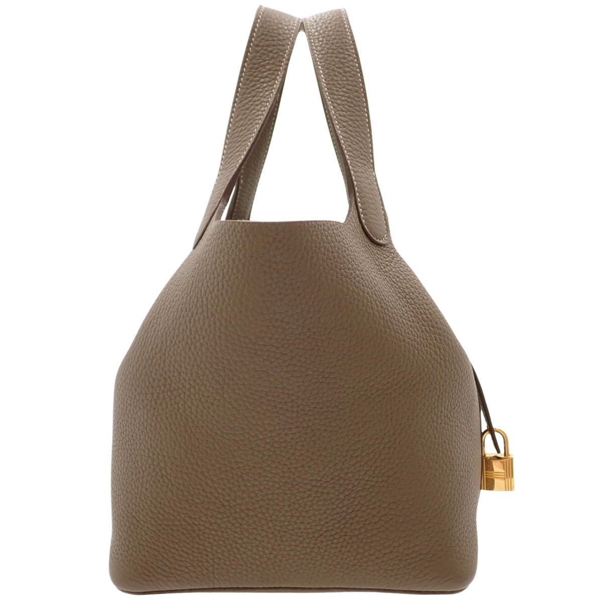 Picotin Lock PM, Taurillon Clemence Etoupe Leather, Gold Hardware, C Stamp