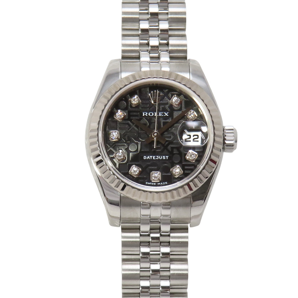 Datejust 179174G 白金/精钢表壳,D字编号,电脑显示表盘,黑色表盘,12点钟位置,自动上链,女士腕表