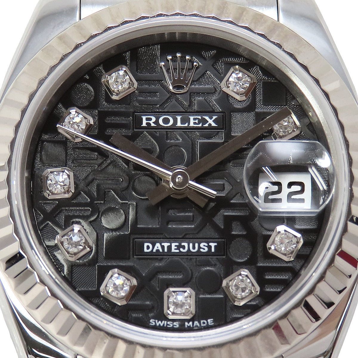 Datejust 10pt Diamond 179174G WG/SS D-serial Computer Dial Black Automatic Ladies