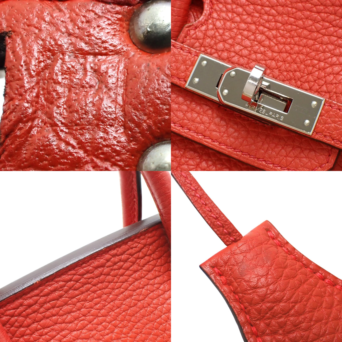 Birkin 25 Togo Rouge Kazak Silver Hardware P Stamp