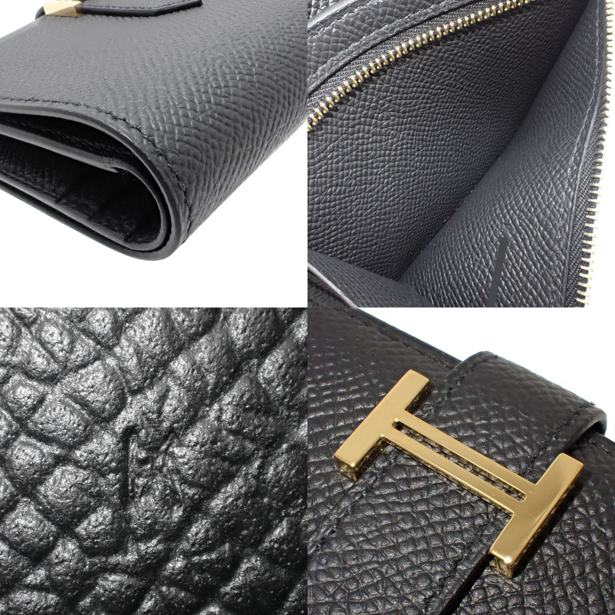 Be'an Compact, K stamp, Epsom leather, black, gold hardware.