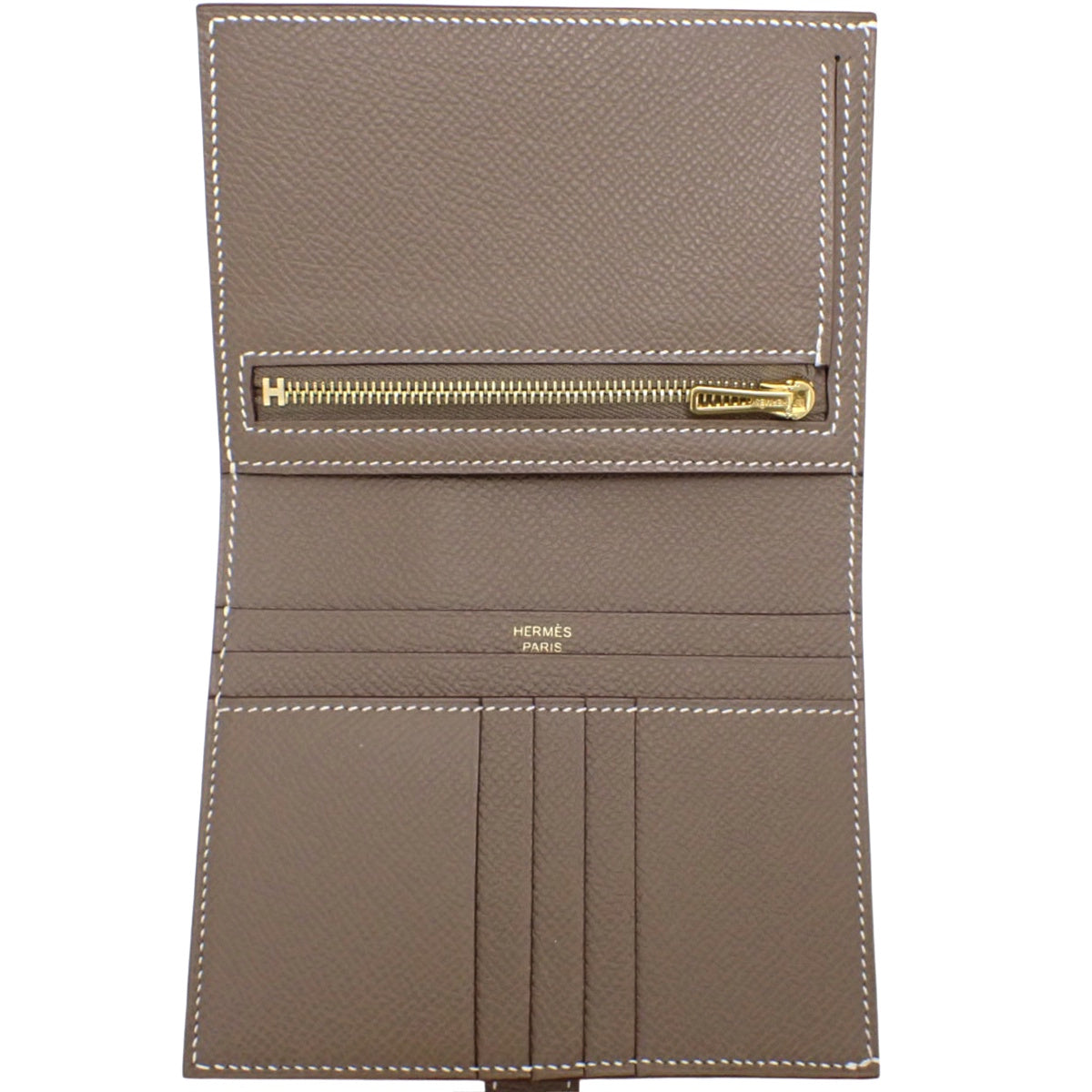 【全新未使用】Bearn Compact,Epsom 皮革,灰褐色/灰褐色,金色五金,双印章