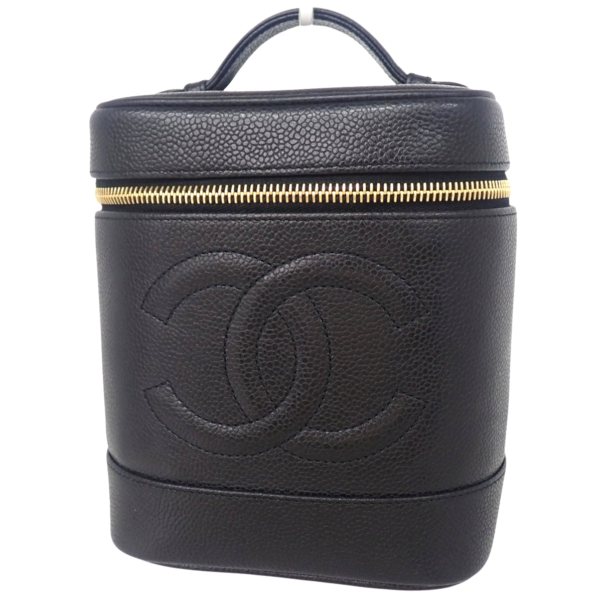 ココマーク バニティバッグ キャビアスキン ブラック A01998