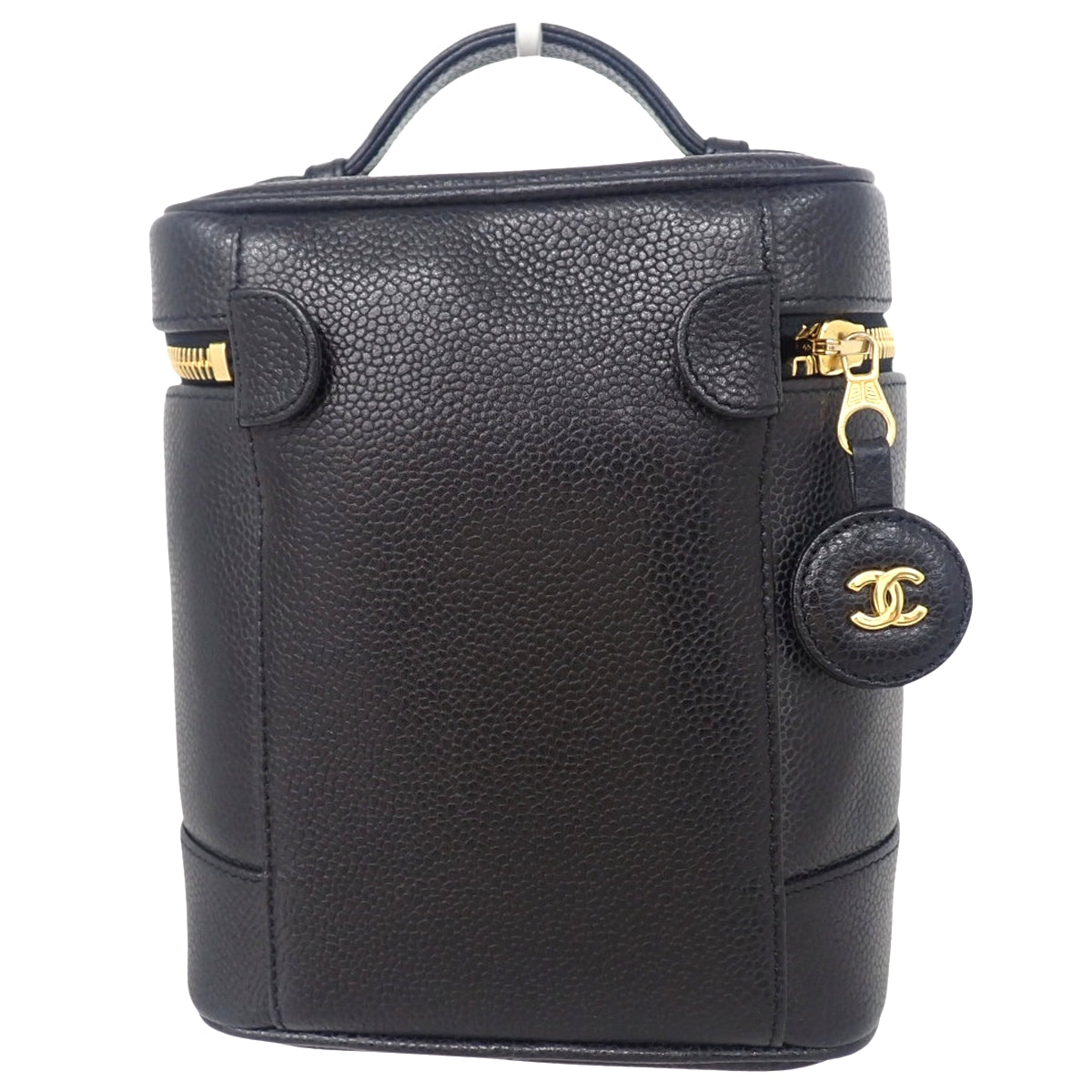 ココマーク バニティバッグ キャビアスキン ブラック A01998