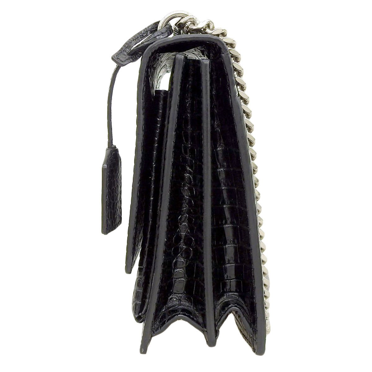 Sunset Medium Crocodile Embossed Leather Black 498779