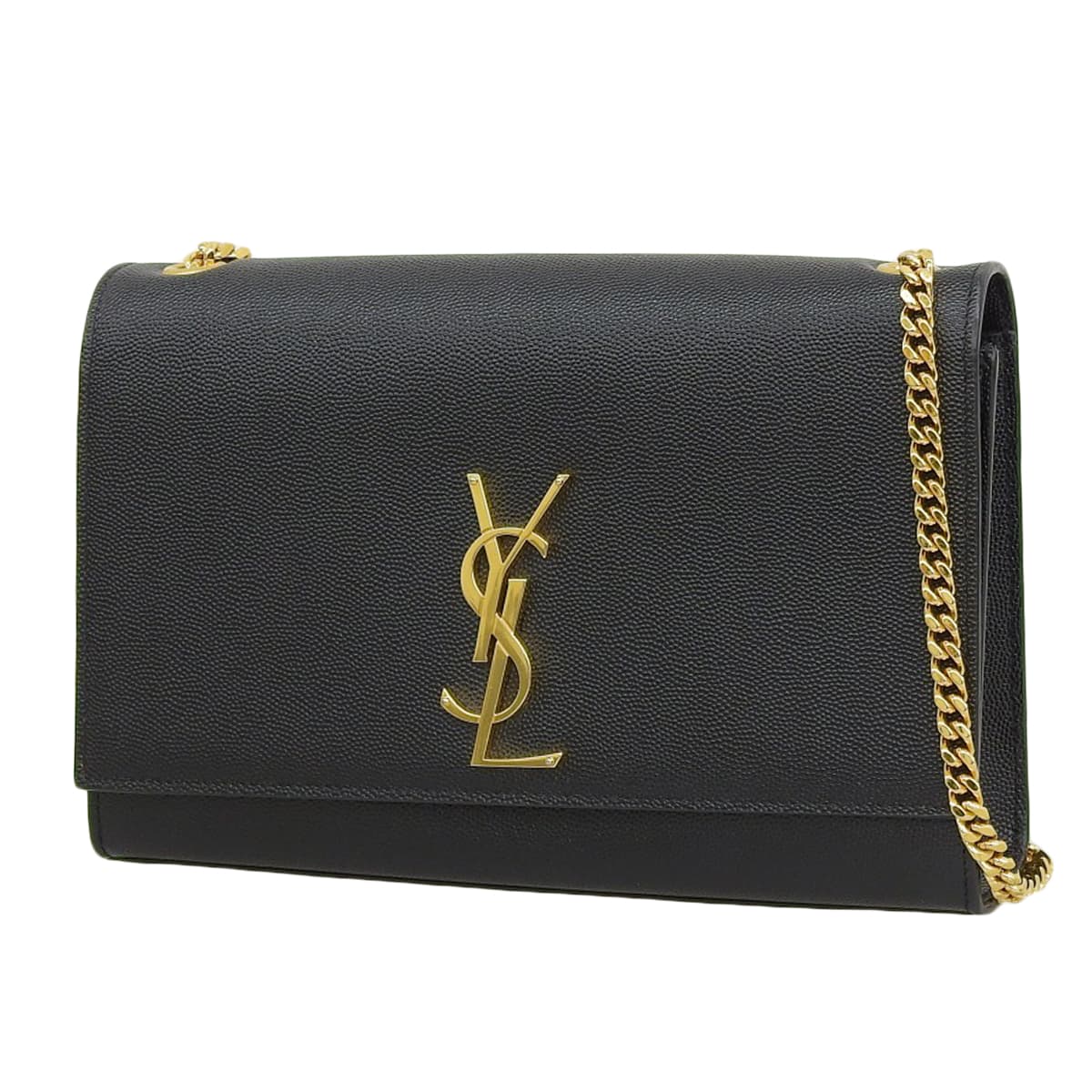 Kate Medium Leather Black 364021 Classic Chain Shoulder Bag with YSL Logo
