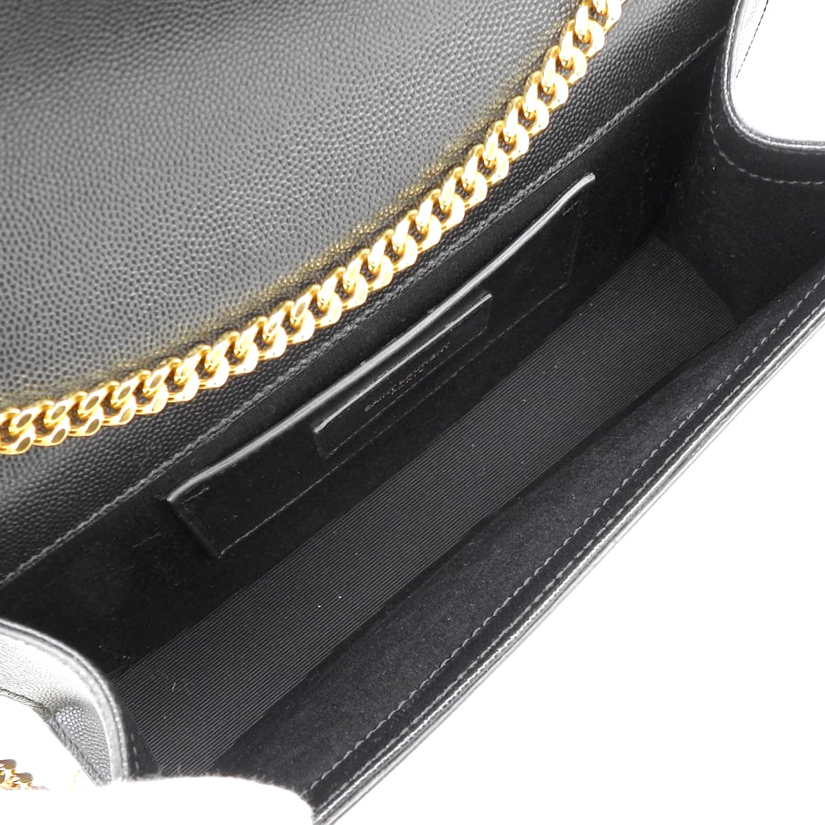 Kate Medium Leather Black 364021 Classic Chain Shoulder Bag with YSL Logo