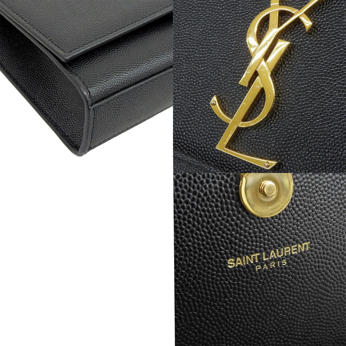 Kate Medium Leather Black 364021 Classic Chain Shoulder Bag with YSL Logo
