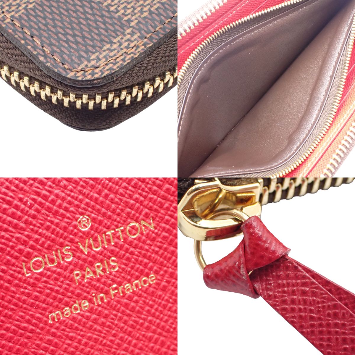 Damier Ebene Clemence Wallet in Brown and Red N60534