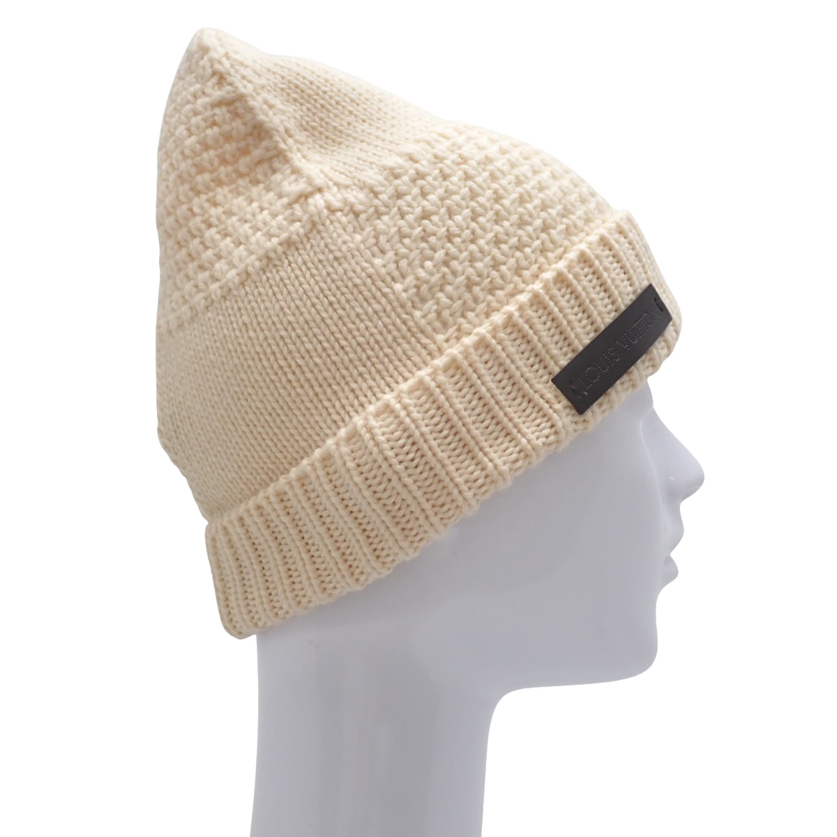 Damier knit cap in wool and ivory