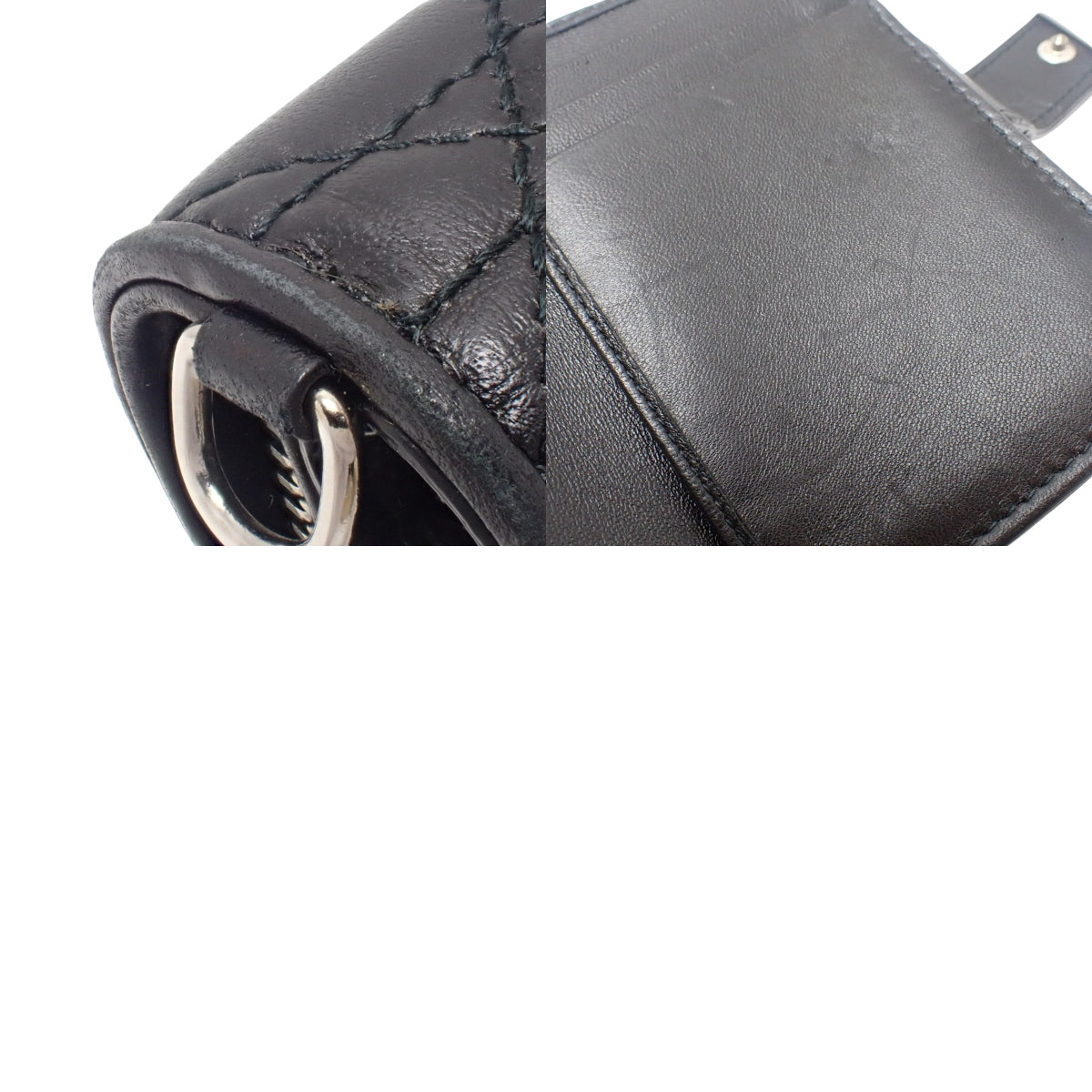 黑色羊皮 Cannage 双折钱包