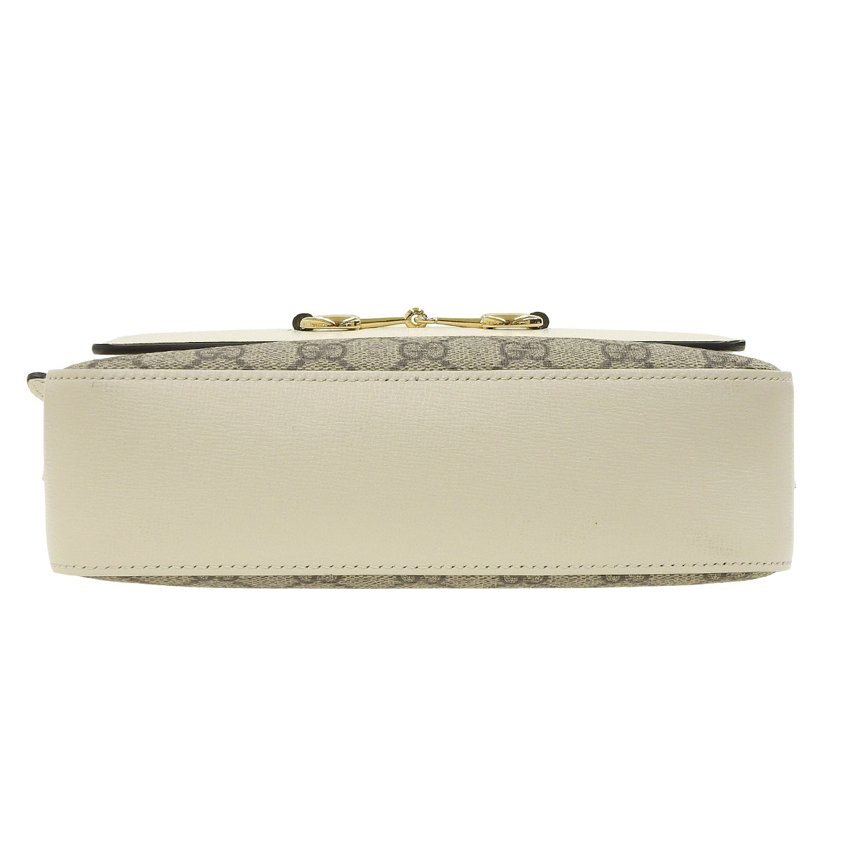 Horsebit 1955 Small Shoulder Bag in GG Supreme Canvas and Leather, White and Beige, 645454