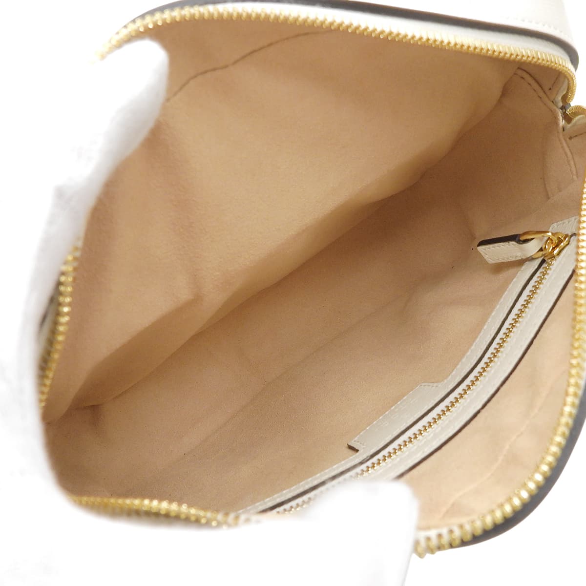 Horsebit 1955 Small Shoulder Bag in GG Supreme Canvas and Leather, White and Beige, 645454