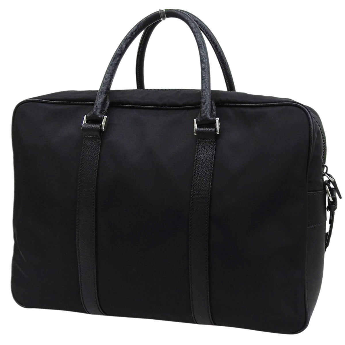 2-way business bag in nylon and Saffiano leather, black