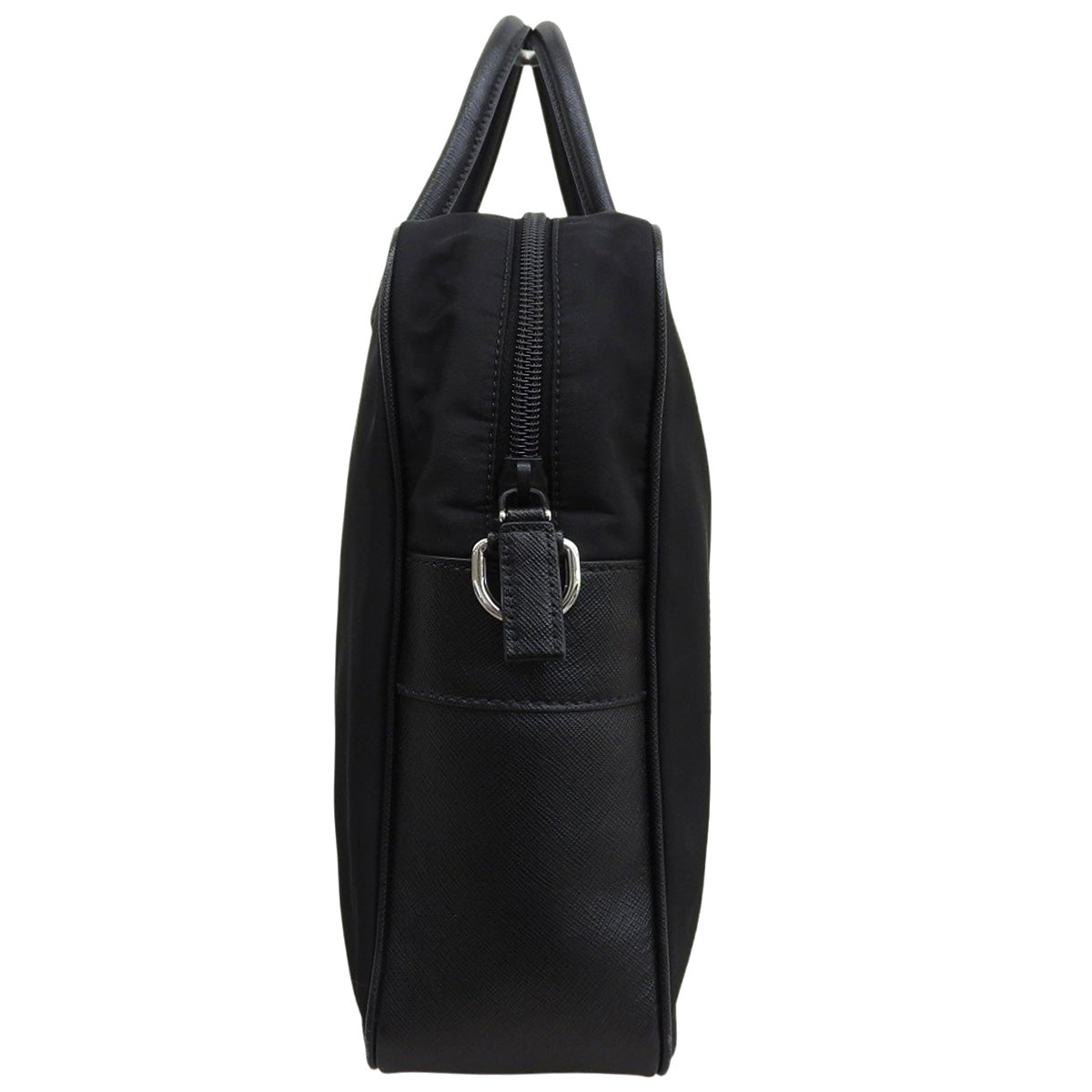 2-way business bag in nylon and Saffiano leather, black