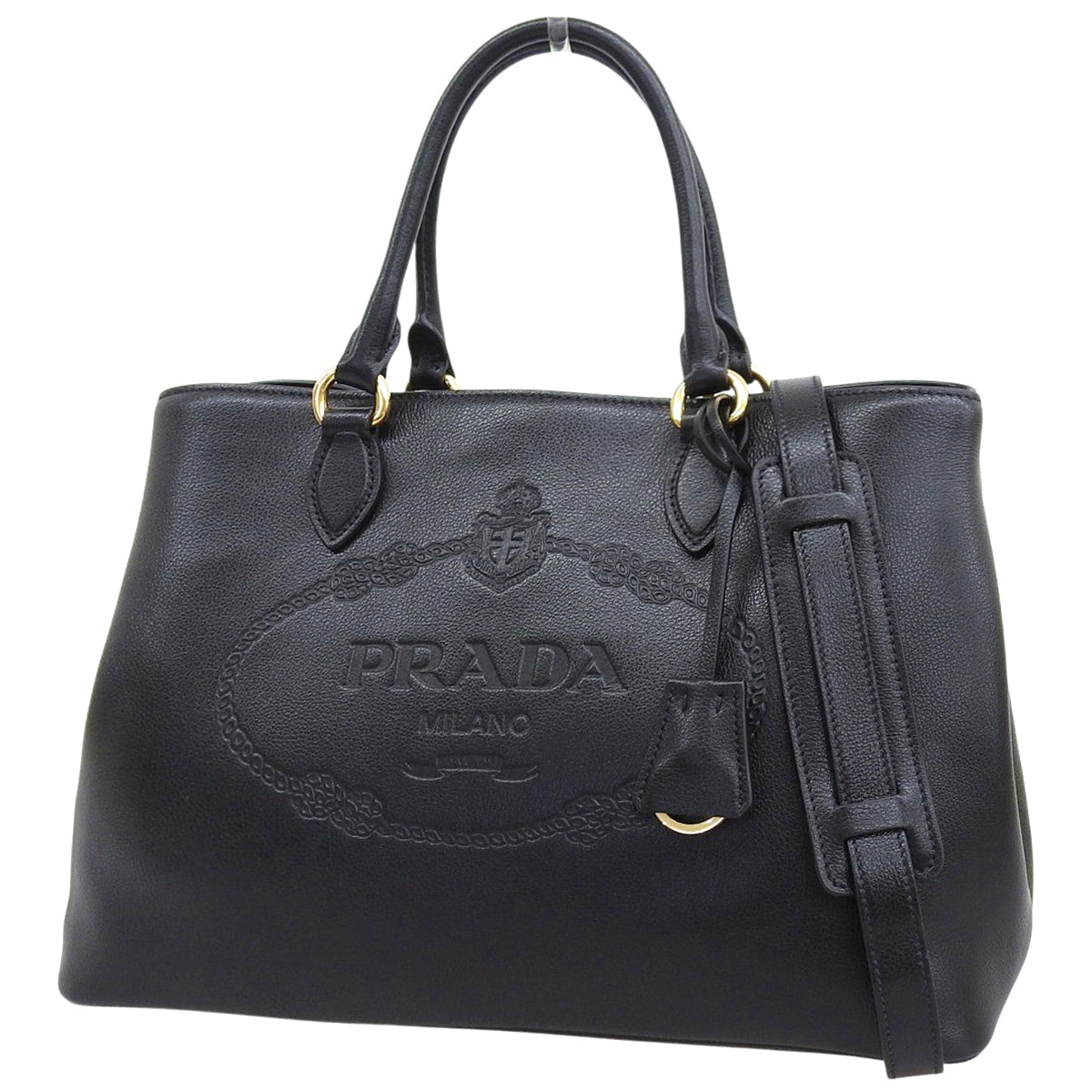 2-way tote bag calfskin NERO 1BA579