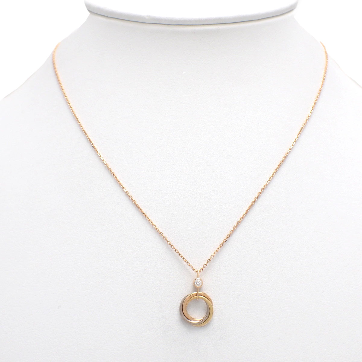 Trinity necklace in 18K pink gold, yellow gold, and white gold with diamonds